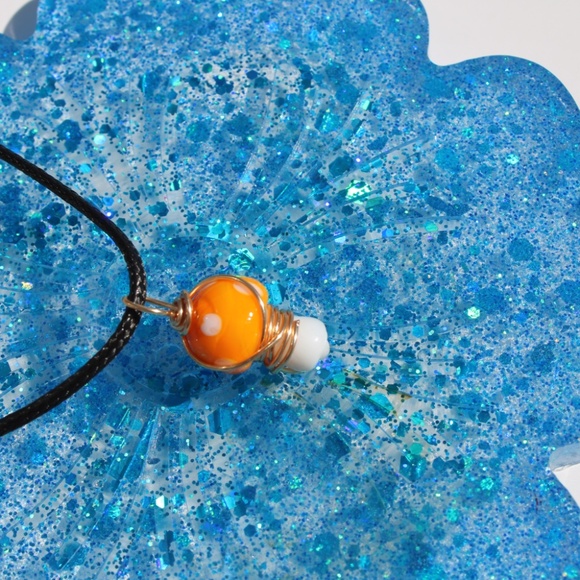 Orange Mushroom Pendant Necklace - Picture 5 of 9